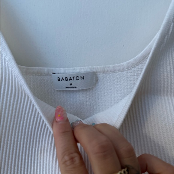 Babaton White Ribbed Crop Top - Picture 2 of 2